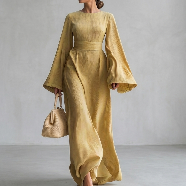 Paulina | Women's Formal Long Sleeve Maxi Dress | Round Neck