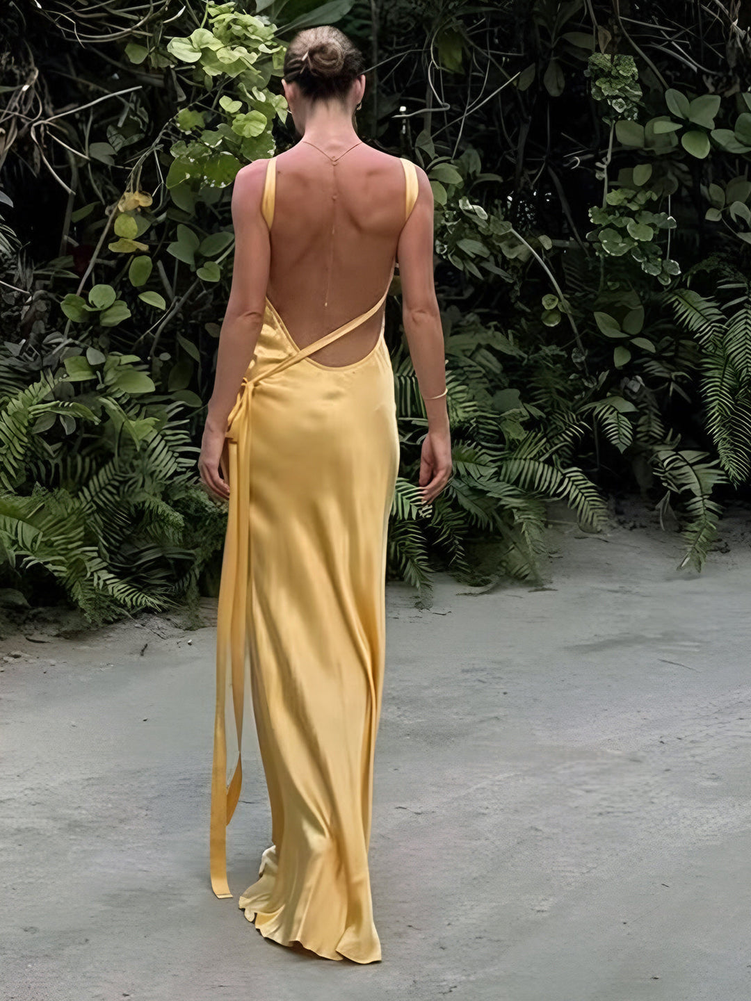 Women's Formal Maxi Dress with Open Back | Slip
