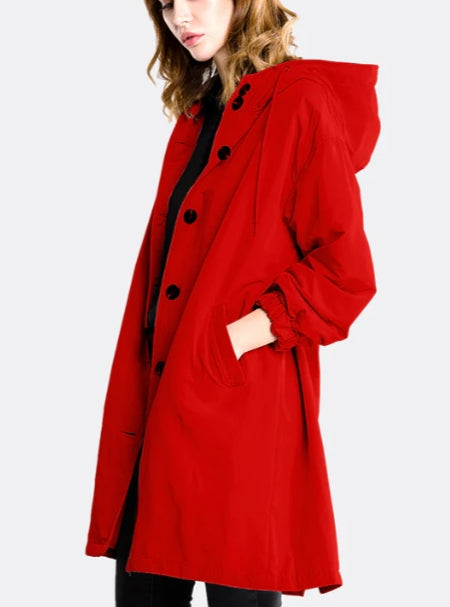 Ghada | Women's Long Hooded Casual Rain Jacket