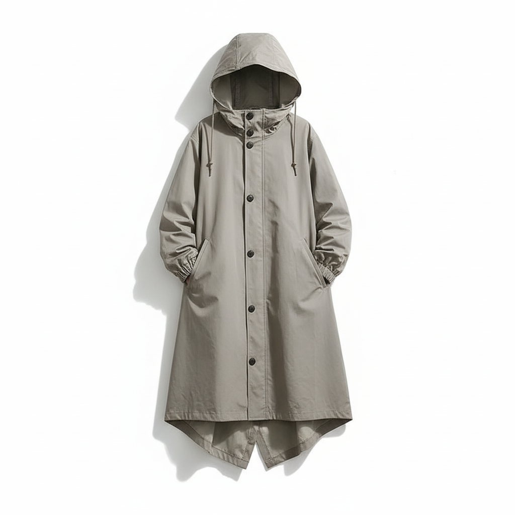Fatima | Women's Long Hooded Outdoor Jacket | Button & Pockets