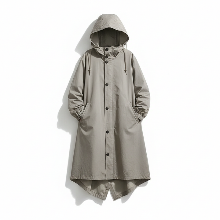 Fatima | Women's Long Hooded Outdoor Jacket | Button & Pockets