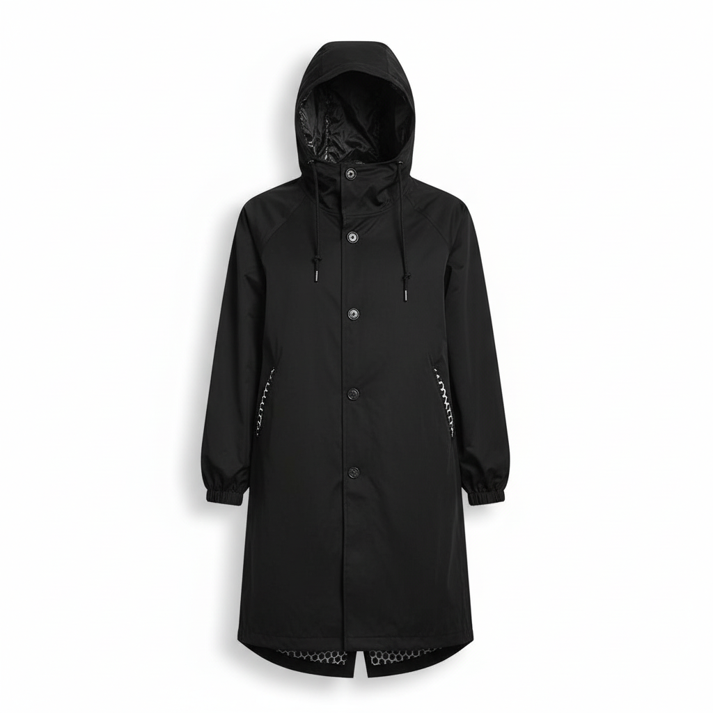 Fatima | Women's Long Hooded Outdoor Jacket | Button & Pockets