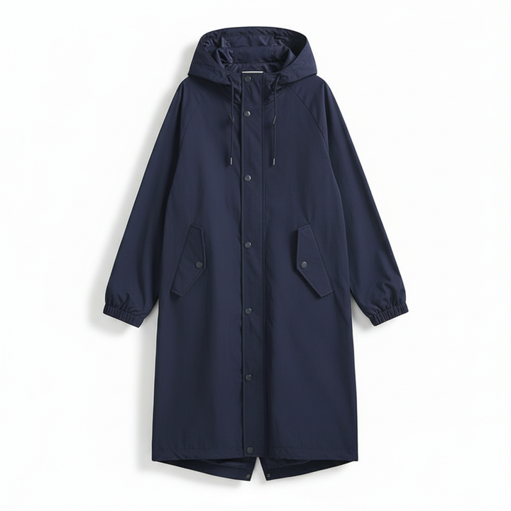 Fatima | Women's Long Hooded Outdoor Jacket | Button & Pockets