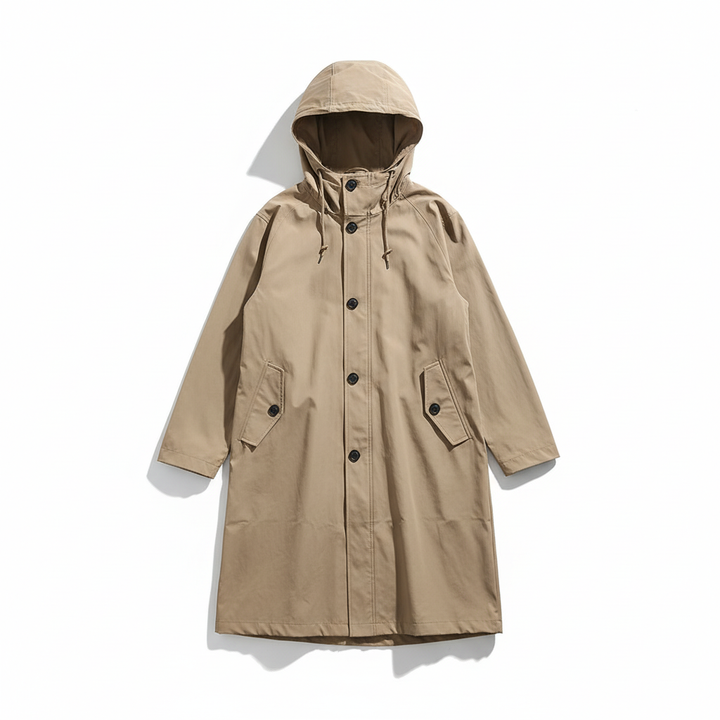 Fatima | Women's Long Hooded Outdoor Jacket | Button & Pockets