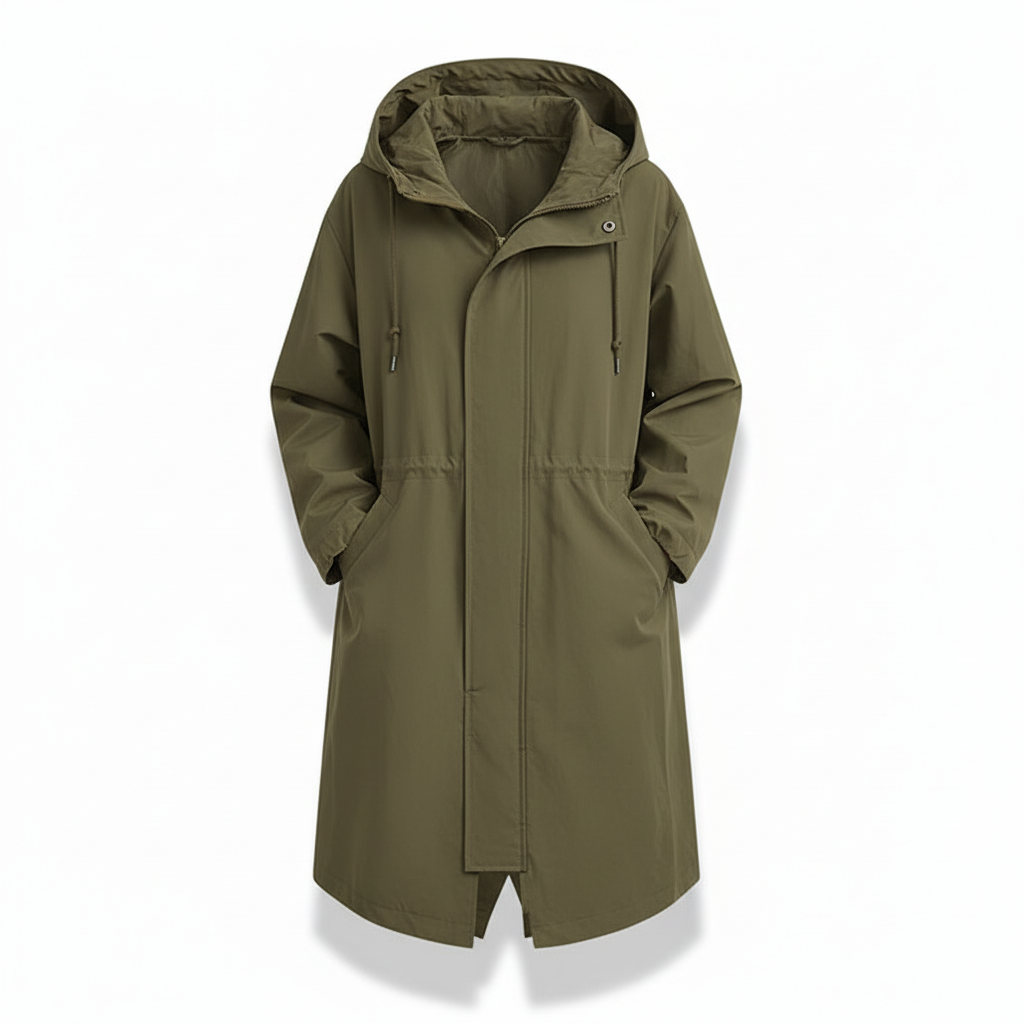 Fatima | Women's Long Hooded Outdoor Jacket | Button & Pockets