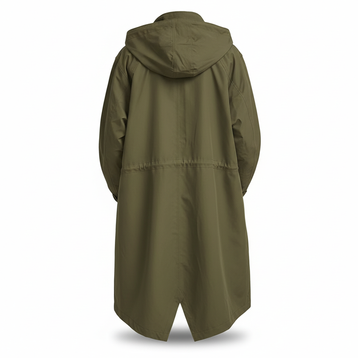 Fatima | Women's Long Hooded Outdoor Jacket | Button & Pockets