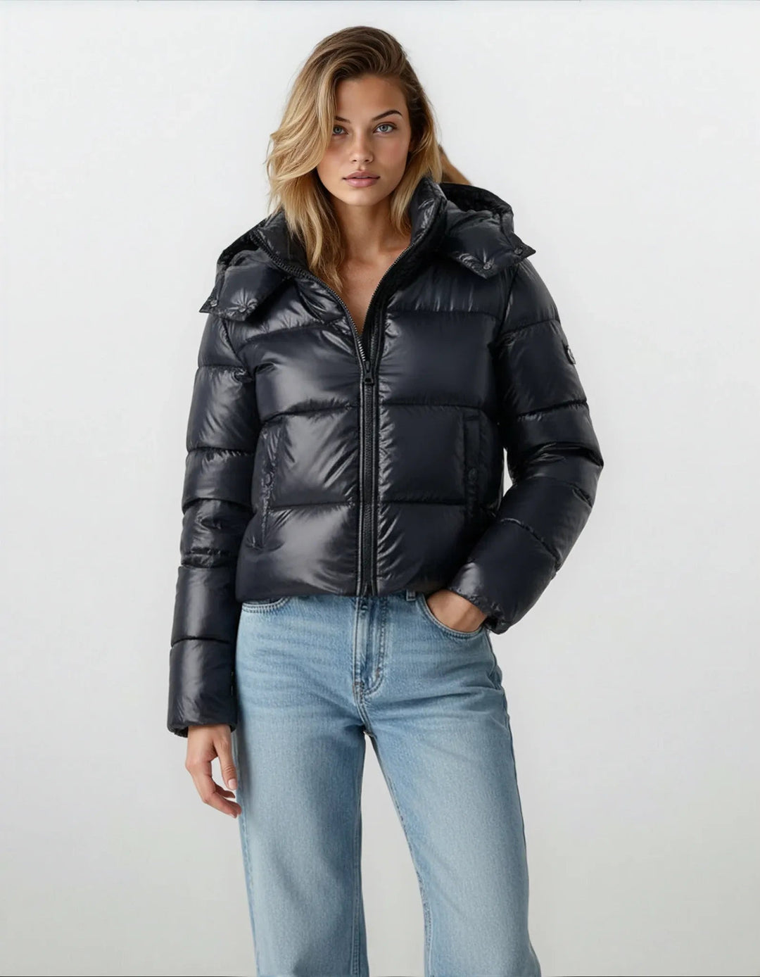 Fionnuala | Women's Cropped Hooded Puffer Jacket | Zip Front Quilted
