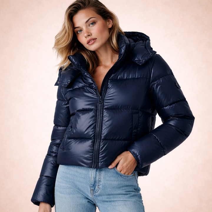 Fionnuala | Women's Cropped Hooded Puffer Jacket | Zip Front Quilted