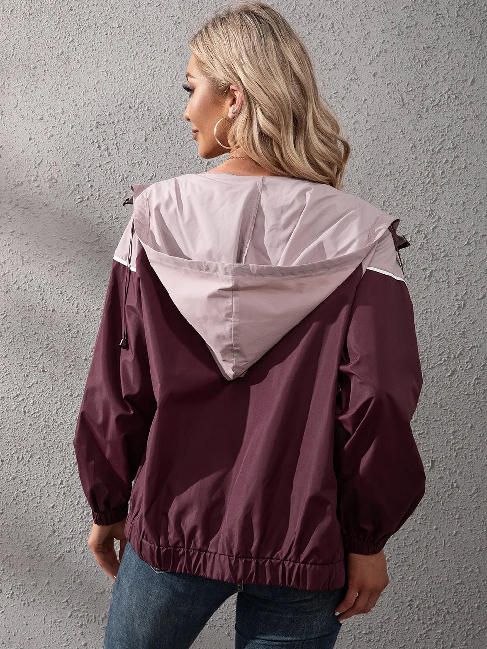 Khadija | Women's Hooded Rain Jacket | Colour Block Zip Up