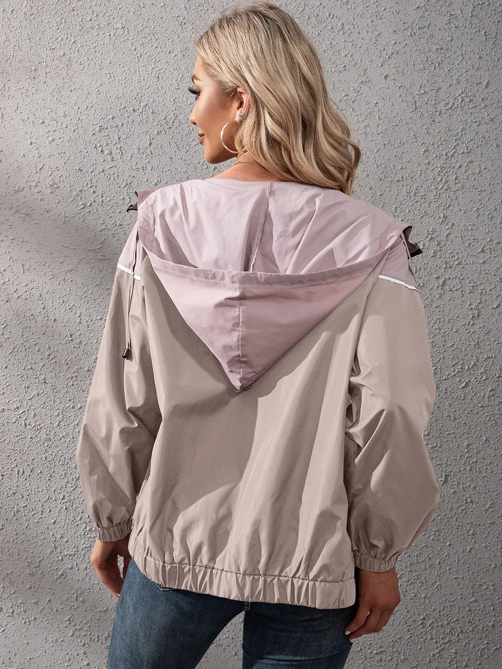 Khadija | Women's Hooded Rain Jacket | Colour Block Zip Up