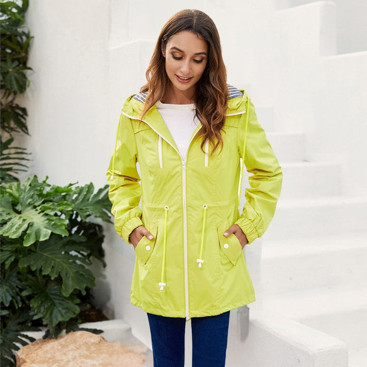 Nawal | Women's Long Hooded Rain Jacket | Drawstring