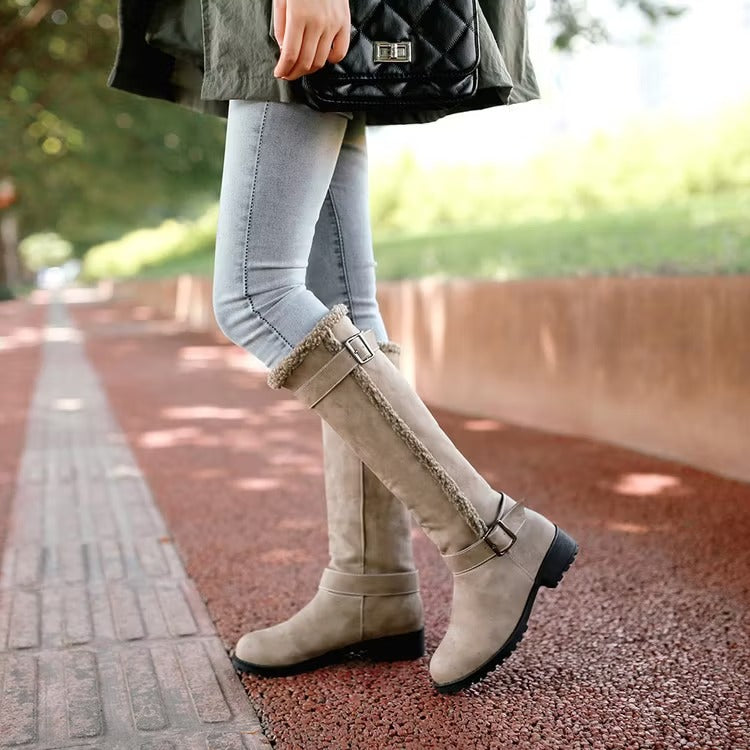 Rosario | Women's Knee High Boots | Buckle Low Heel