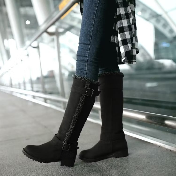 Rosario | Women's Knee High Boots | Buckle Low Heel