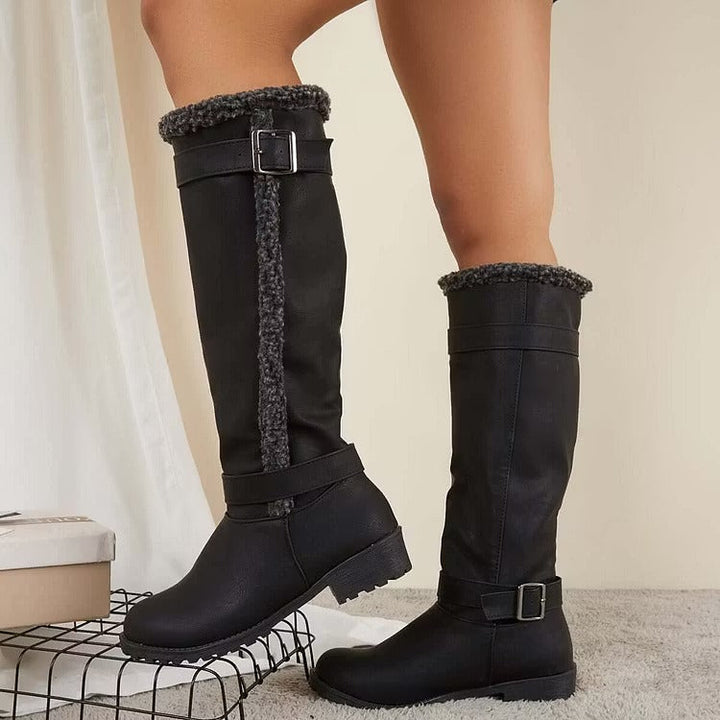 Rosario | Women's Knee High Boots | Buckle Low Heel