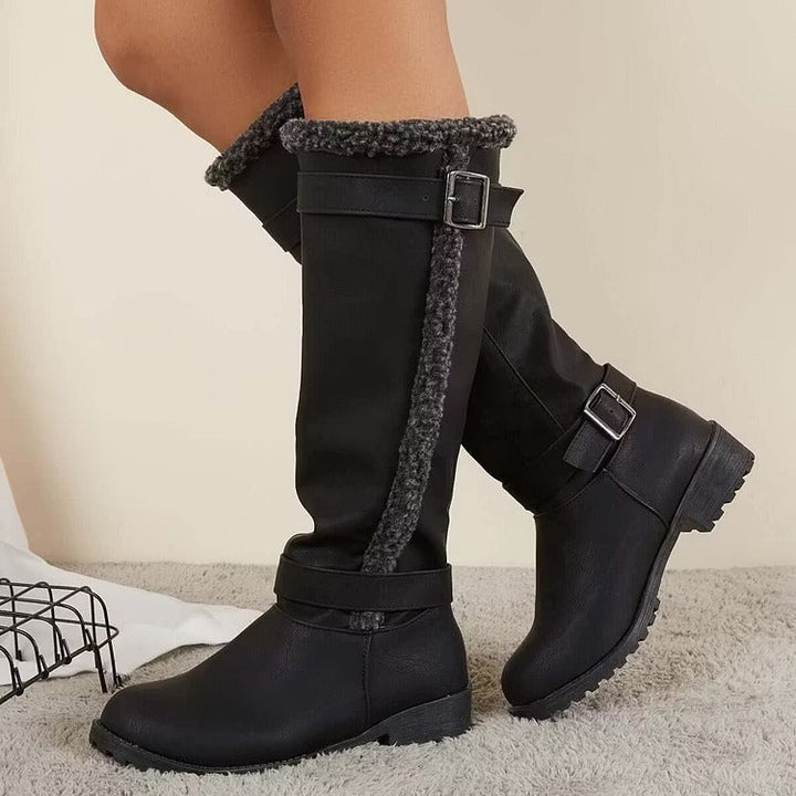 Rosario | Women's Knee High Boots | Buckle Low Heel
