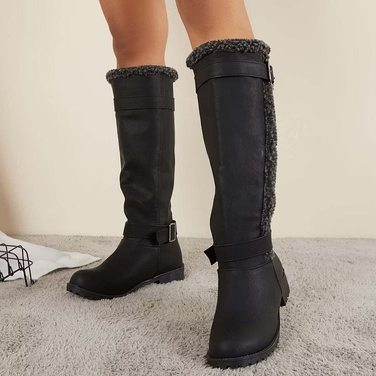 Rosario | Women's Knee High Boots | Buckle Low Heel