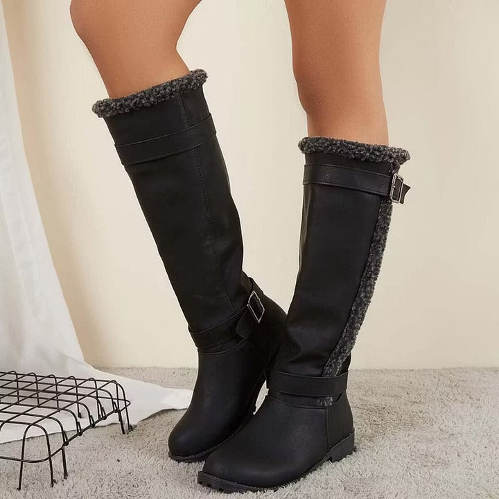 Rosario | Women's Knee High Boots | Buckle Low Heel