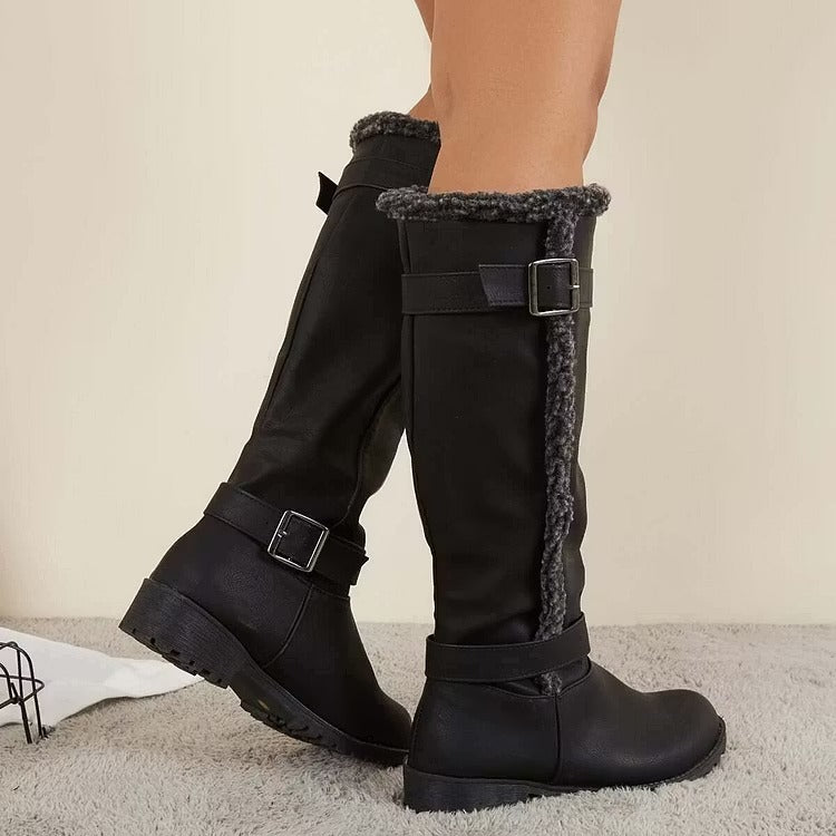 Rosario | Women's Knee High Boots | Buckle Low Heel
