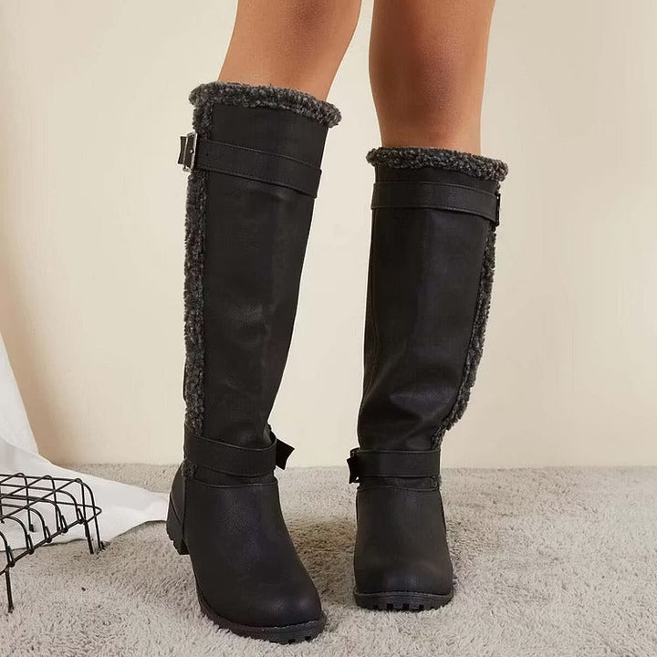 Rosario | Women's Knee High Boots | Buckle Low Heel