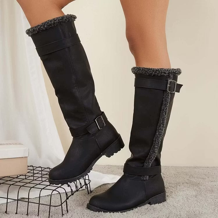 Rosario | Women's Knee High Boots | Buckle Low Heel