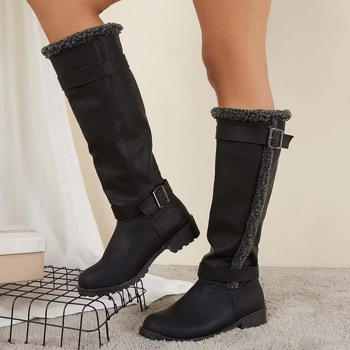 Rosario | Women's Knee High Boots | Buckle Low Heel