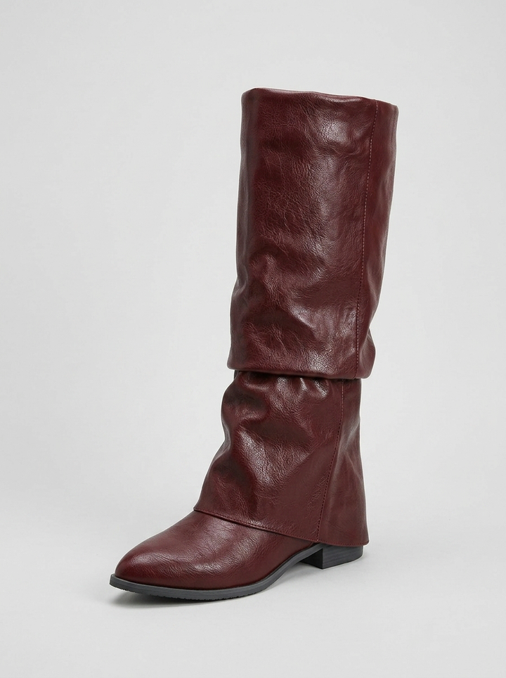 Consuelo | Women's Knee High Boots | Fold Over Cuff Block Heel