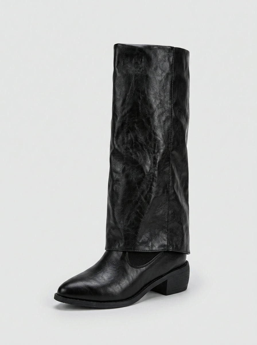 Consuelo | Women's Knee High Boots | Fold Over Cuff Block Heel