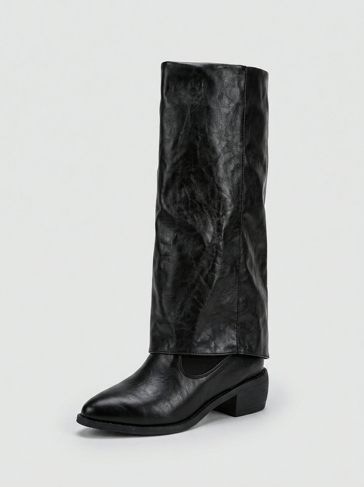 Consuelo | Women's Knee High Boots | Fold Over Cuff Block Heel