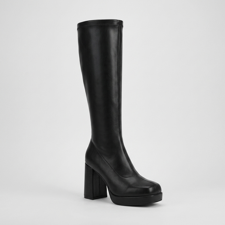 Aoife | Women's Knee High Boots | Platform Square Toe Block Heel