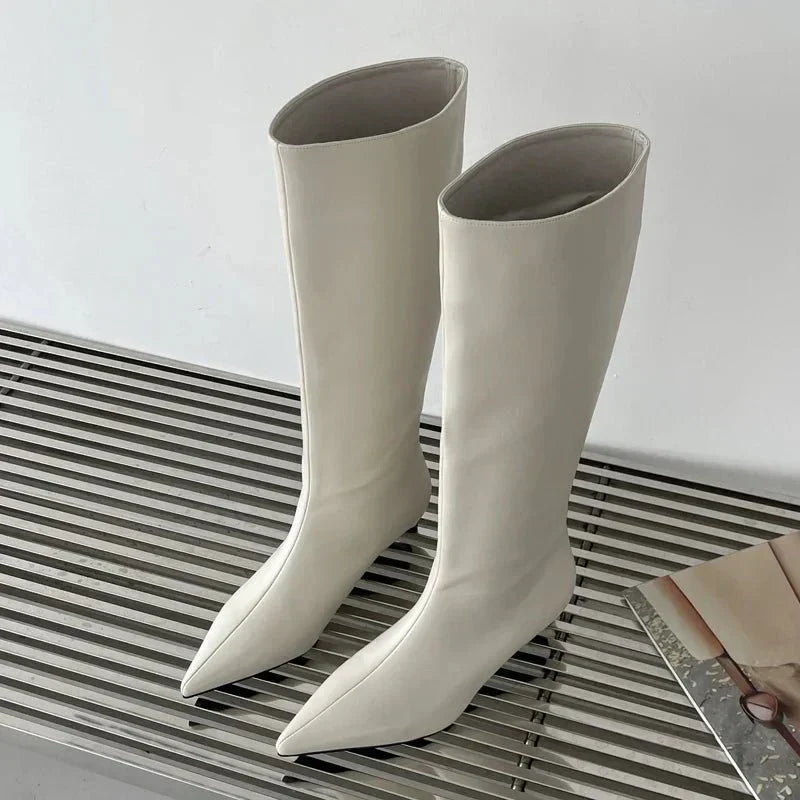 Encarnacion | Women's Knee High Boots | Pointed Toe Kitten Heel