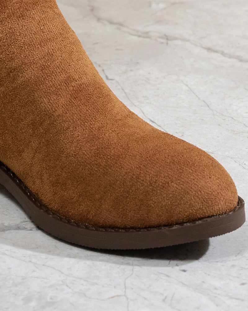 Natividad | Women's Knee High Boots | Round Toe Stacked Heel