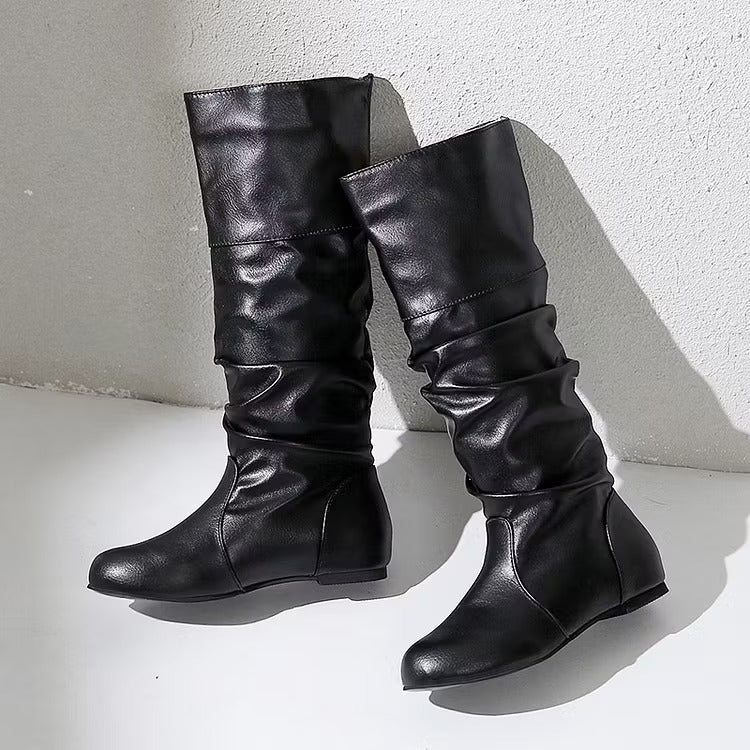 Pilar | Women's Knee High Boots | Round Toe Slouch