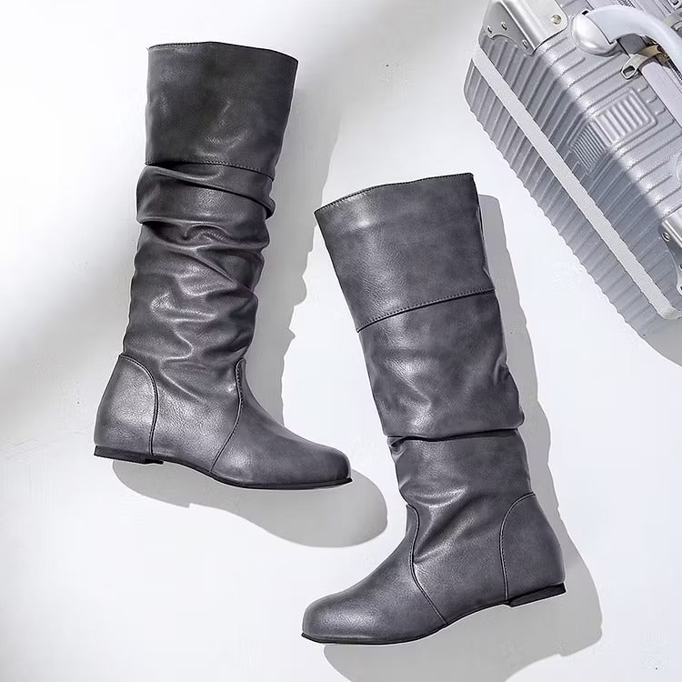 Pilar | Women's Knee High Boots | Round Toe Slouch