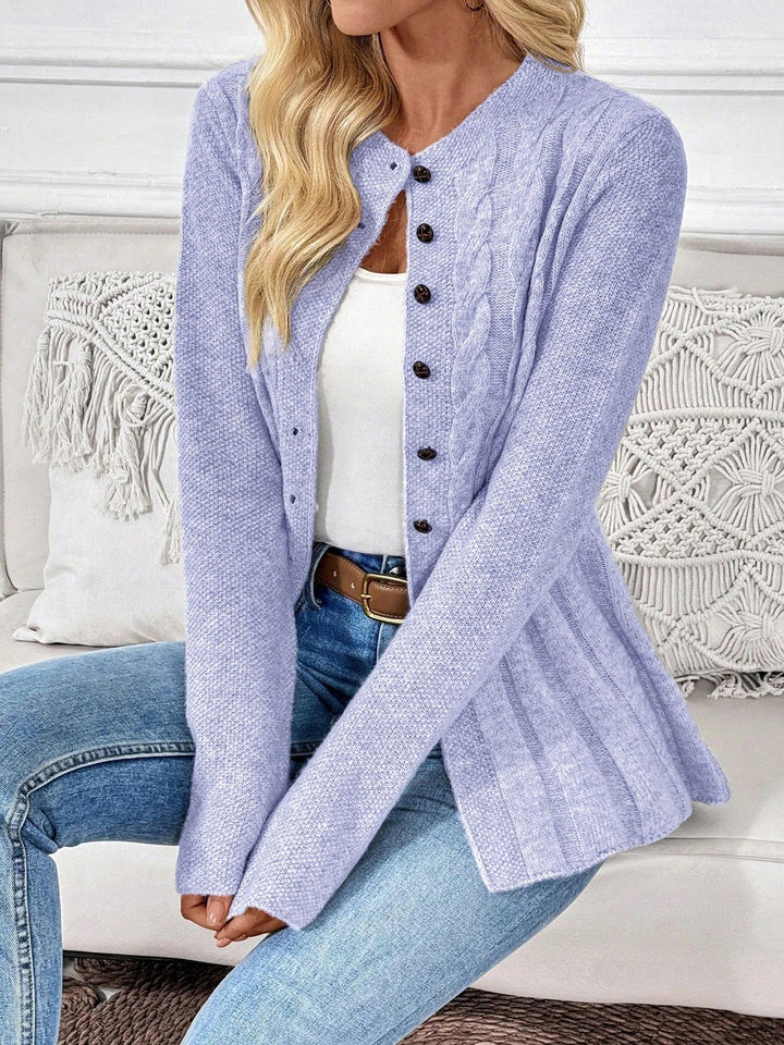 Fatoumata | Women's Knit Cardigan | Cable Detail Button Up