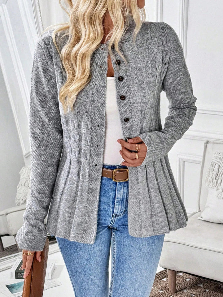 Fatoumata | Women's Knit Cardigan | Cable Detail Button Up
