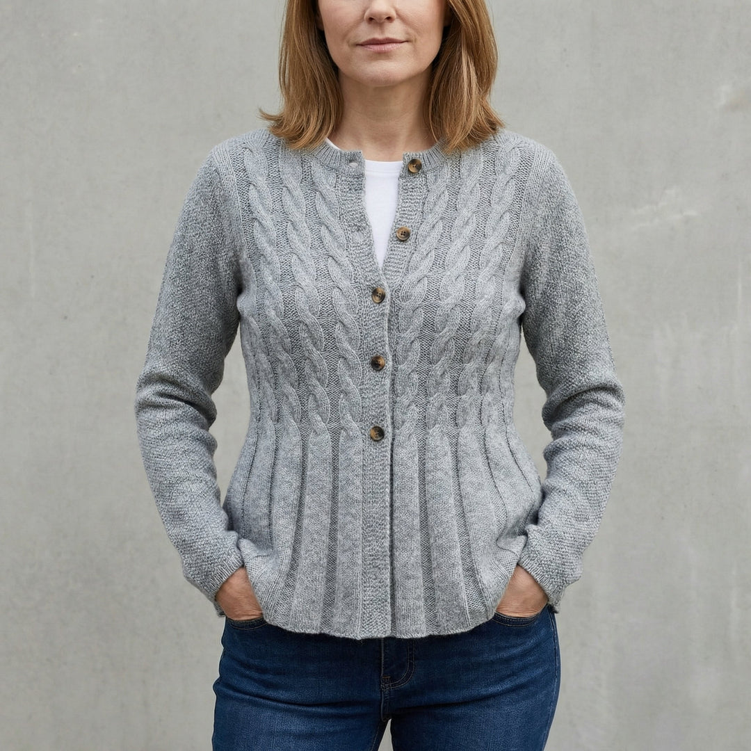 Fatoumata | Women's Knit Cardigan | Cable Detail Button Up