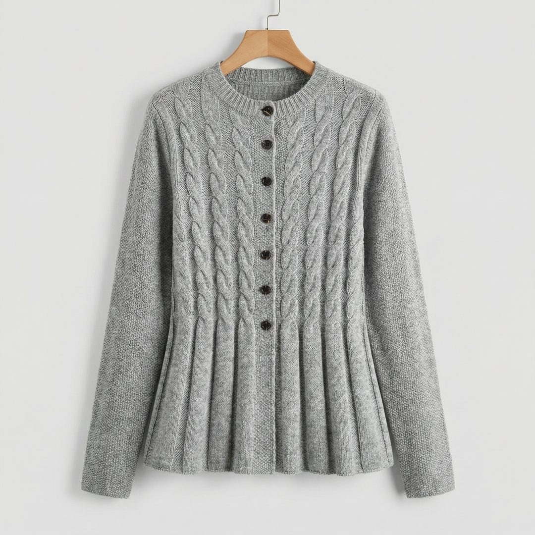 Fatoumata | Women's Knit Cardigan | Cable Detail Button Up