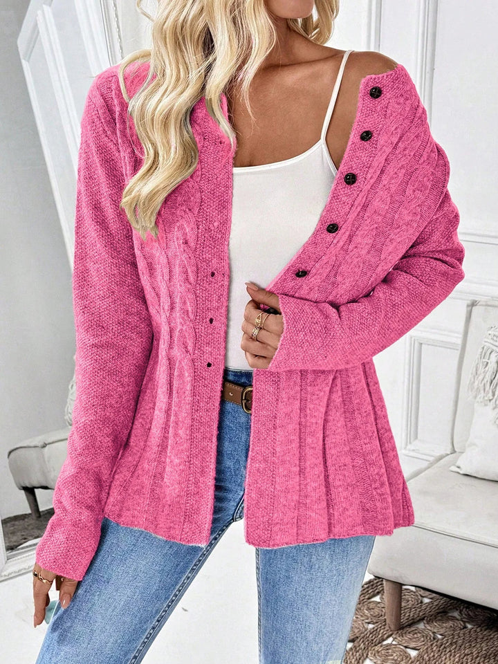 Fatoumata | Women's Knit Cardigan | Cable Detail Button Up