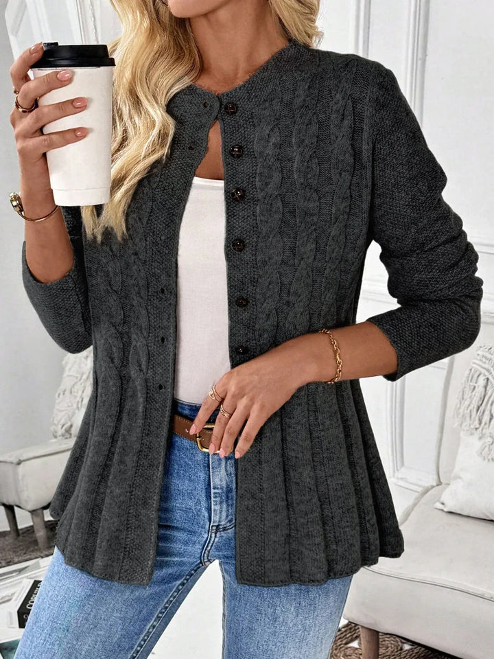 Fatoumata | Women's Knit Cardigan | Cable Detail Button Up