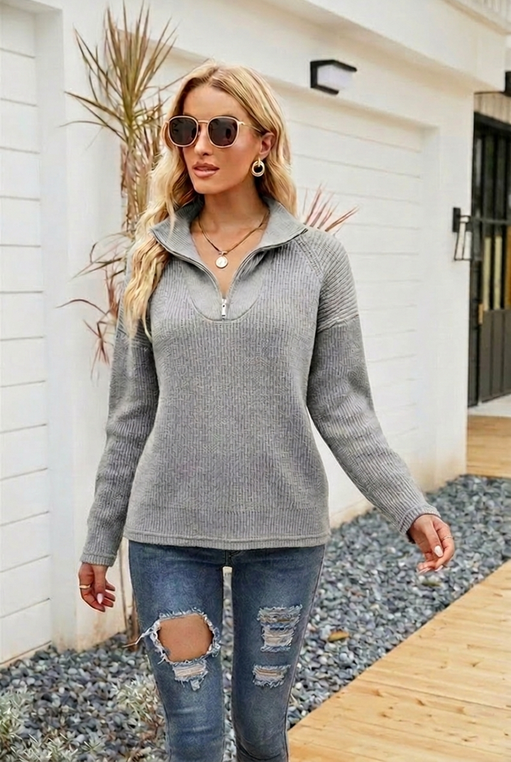 Masego | Women's Knitted Jumper | Half Zip Long Sleeve Casual