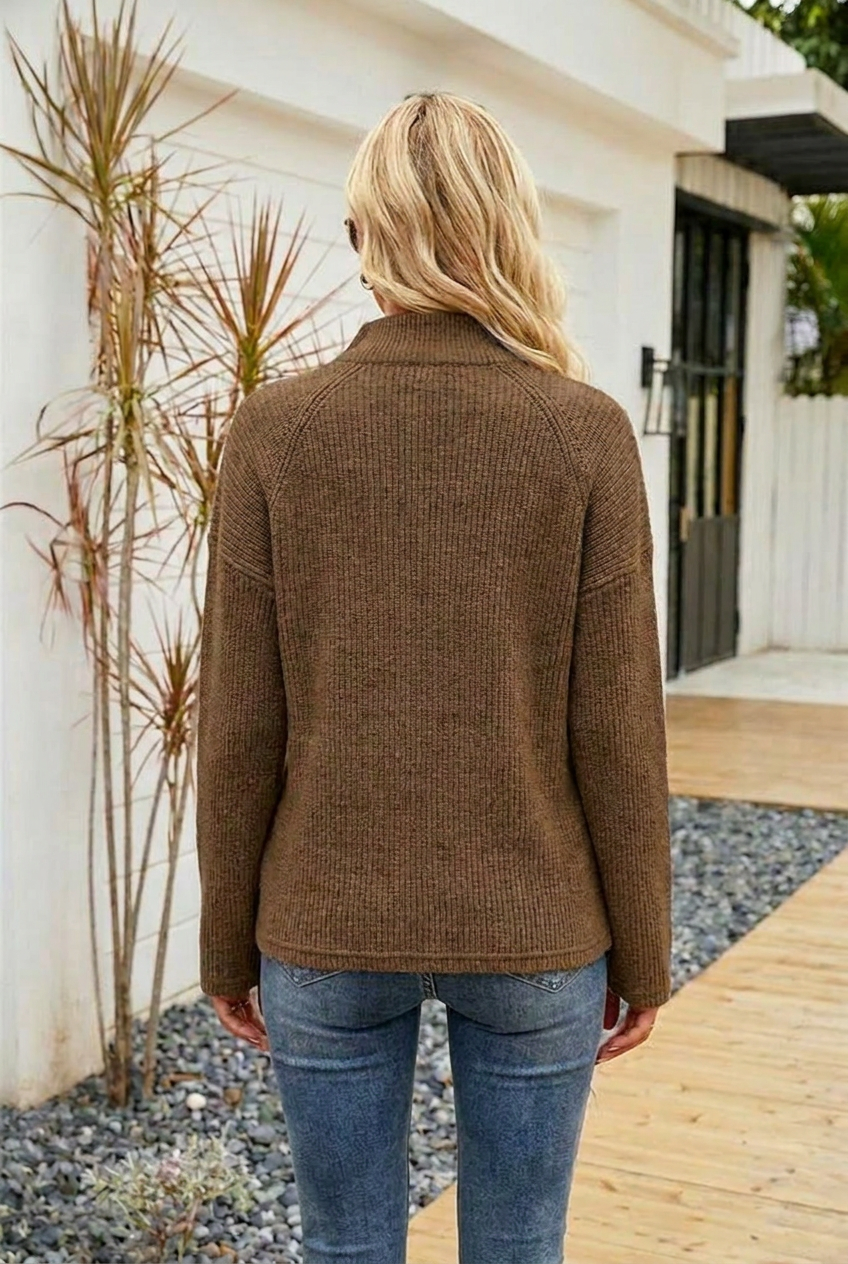 Masego | Women's Knitted Jumper | Half Zip Long Sleeve Casual