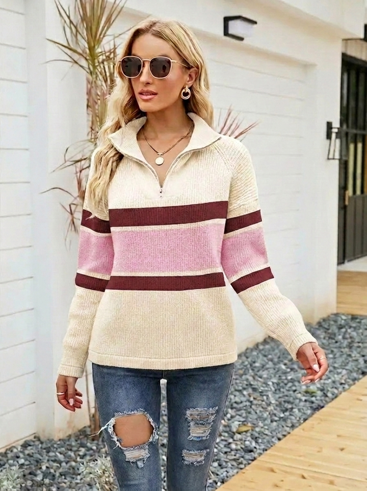 Masego | Women's Knitted Jumper | Half Zip Long Sleeve Casual