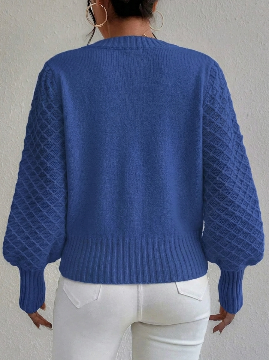 Orlaith | Women's Knitted Jumper | Diamond Pattern Crew Neck Pullover