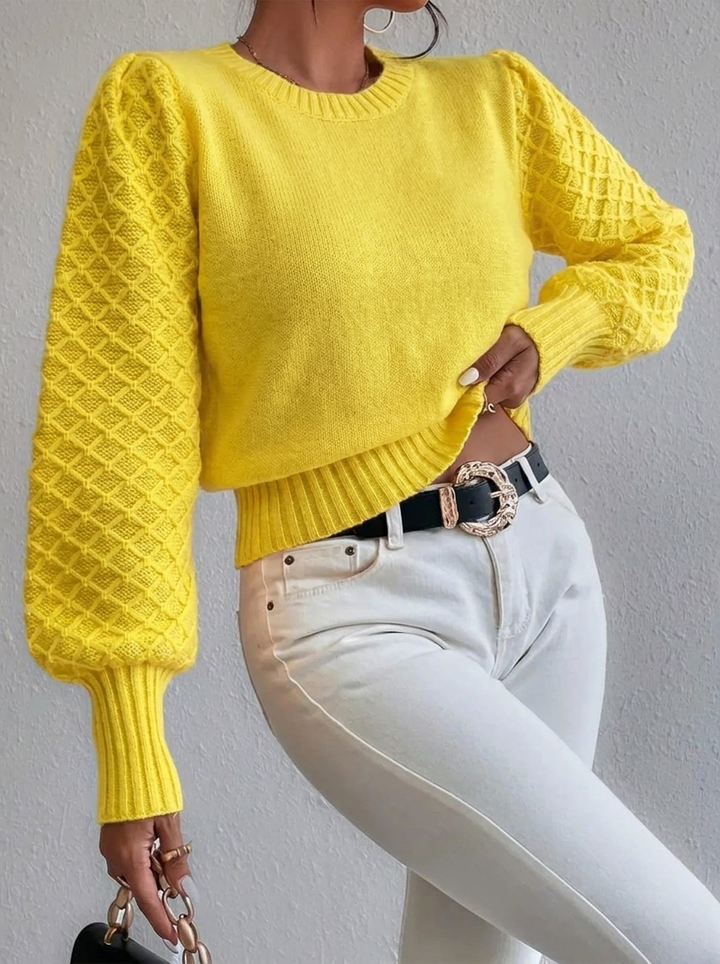 Orlaith | Women's Knitted Jumper | Diamond Pattern Crew Neck Pullover