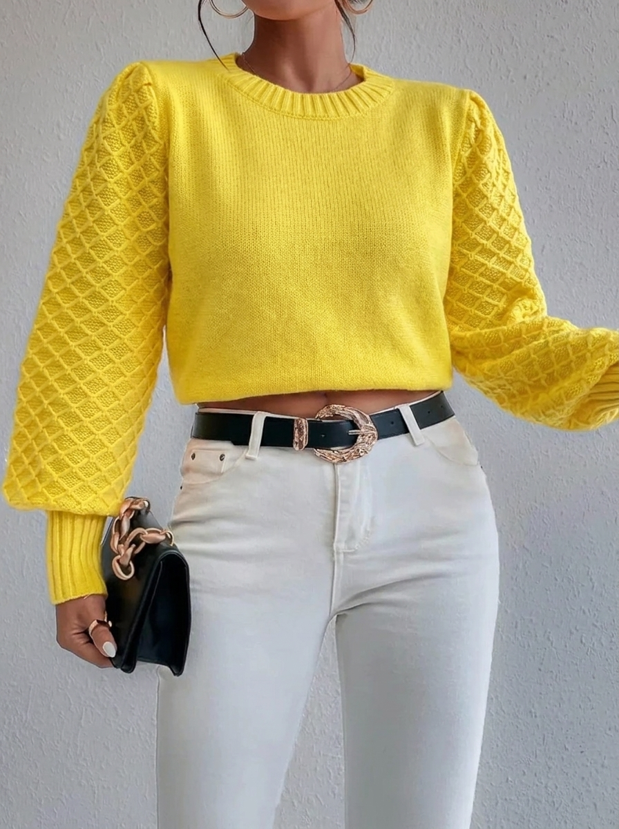 Orlaith | Women's Knitted Jumper | Diamond Pattern Crew Neck Pullover