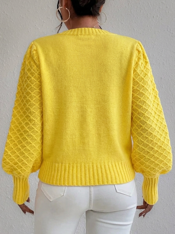 Orlaith | Women's Knitted Jumper | Diamond Pattern Crew Neck Pullover