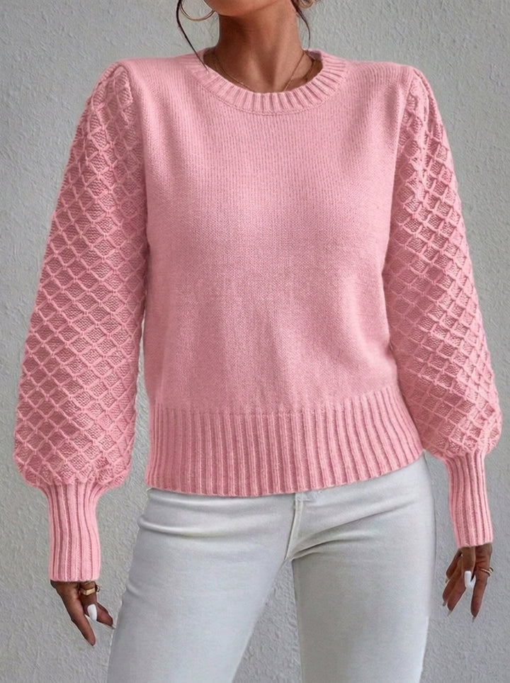 Orlaith | Women's Knitted Jumper | Diamond Pattern Crew Neck Pullover