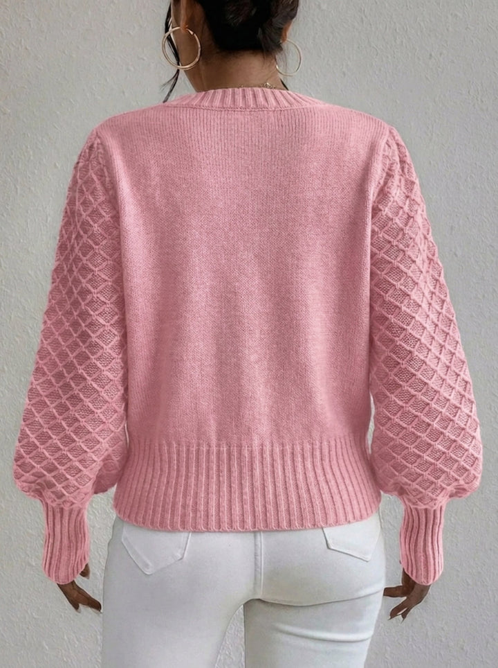Orlaith | Women's Knitted Jumper | Diamond Pattern Crew Neck Pullover