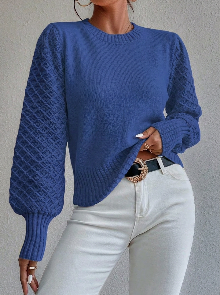 Orlaith | Women's Knitted Jumper | Diamond Pattern Crew Neck Pullover