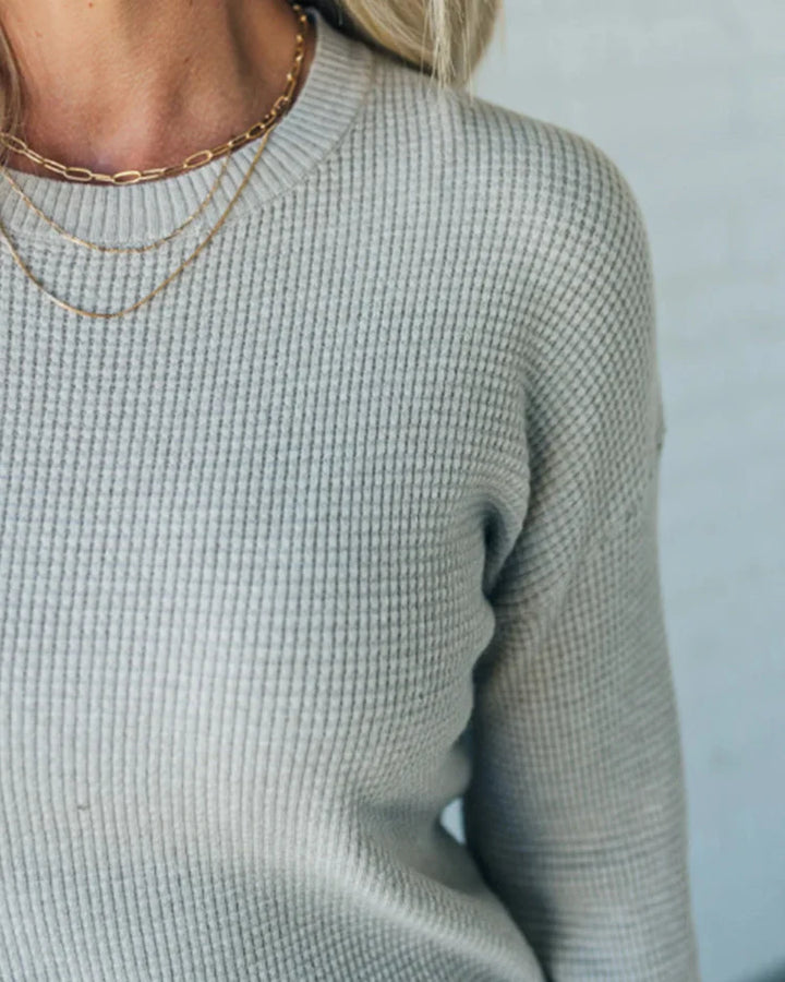 Rukayat | Women's Knitted Jumper | Waffle Texture Round Neck Casual